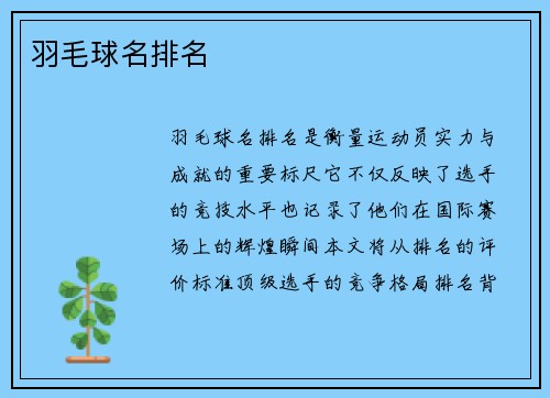 羽毛球名排名